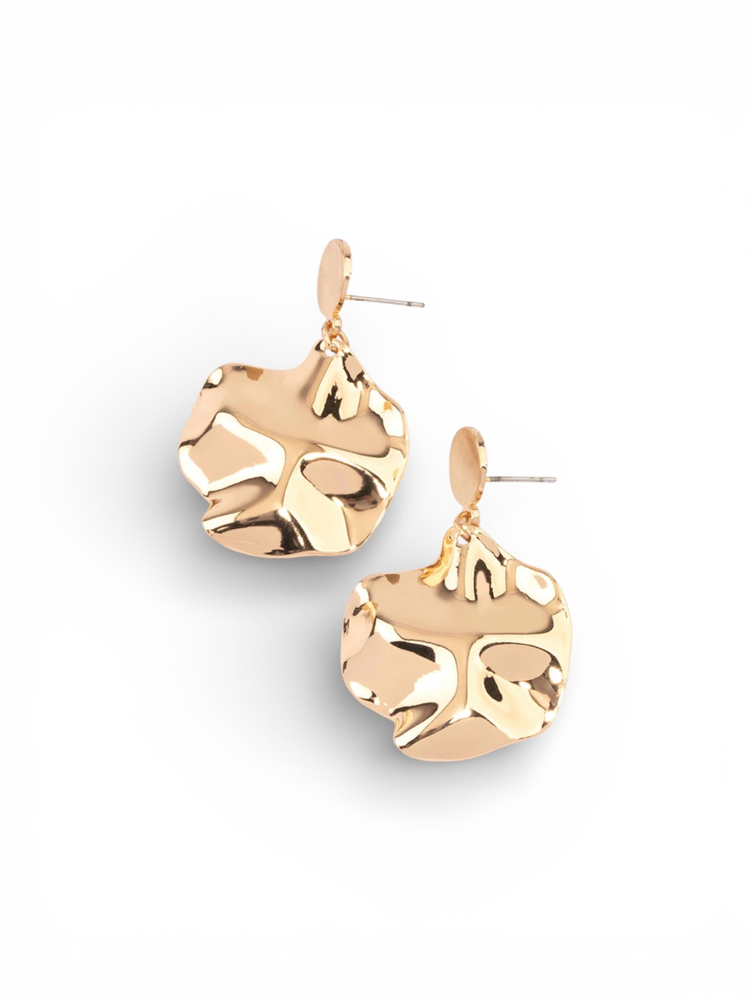 Textured Liquid Gold Statement Drop Earrings